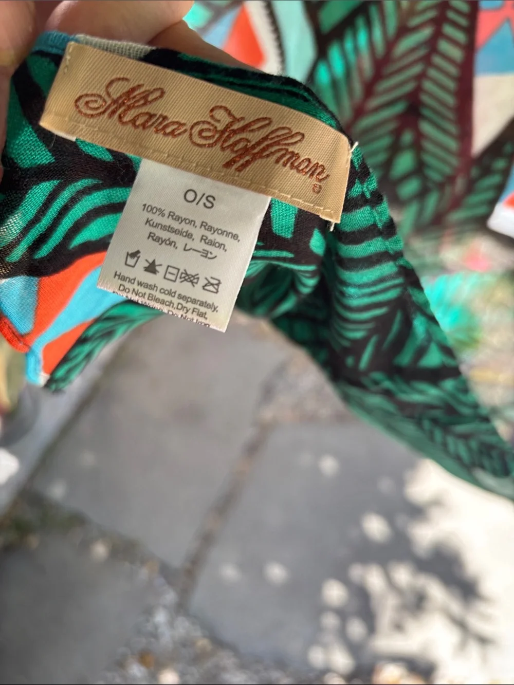 Mara Hoffman Green and Teal Tropical Printed Shawl, scarf, throw, beach coverup
